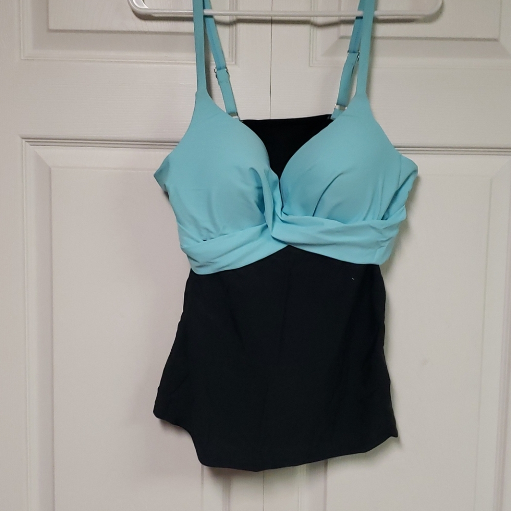 Teal and Black Tankinu